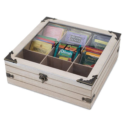 P Wooden nine-grid tea storage box