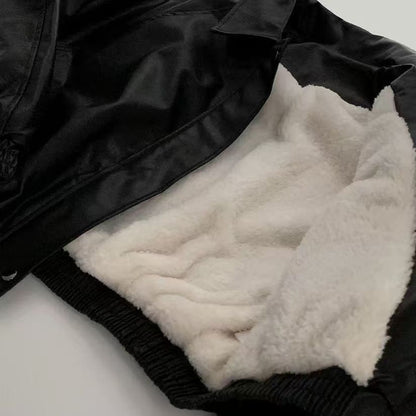 P Leather jacket with fleece jacket