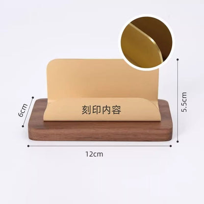 P Business Card Display Stand Premium Solid Wood Brass Business Card Box