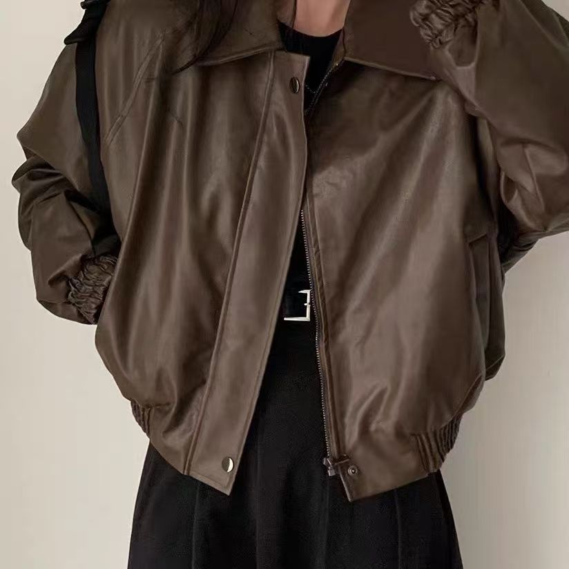 P Leather jacket with fleece jacket