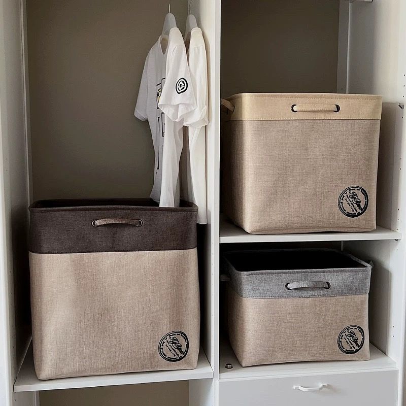 P linen fabric foldable storage basket