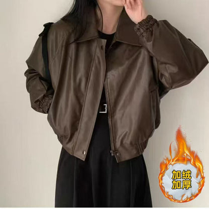 P Leather jacket with fleece jacket