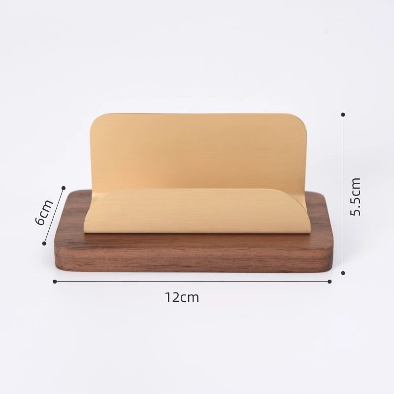 P Business Card Display Stand Premium Solid Wood Brass Business Card Box