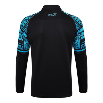 A 2324 semi-La Naples black training sportswear autumn and winter long zipper embroidered football jersey trousers set