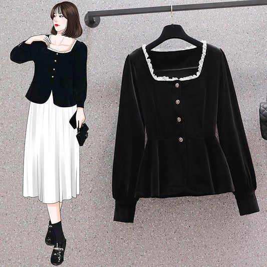 P Velvet Long Sleeve Top