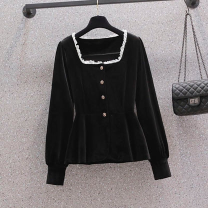 P Velvet Long Sleeve Top