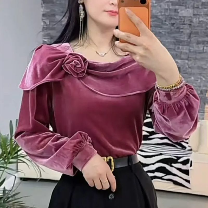 P velvet top with long sleeves