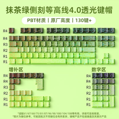 P contour line 4.0 side engraved light transmission keycap suitable for 60-108 key PBT injection molding character line light transmission