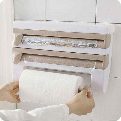A with cutter, plastic wrap storage rack, refrigerator hanging barbecue plastic wrap rack, kitchen rack with cutting