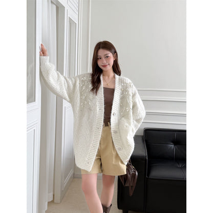P sequined beaded sweater jacket