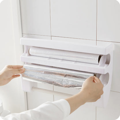 A with cutter, plastic wrap storage rack, refrigerator hanging barbecue plastic wrap rack, kitchen rack with cutting