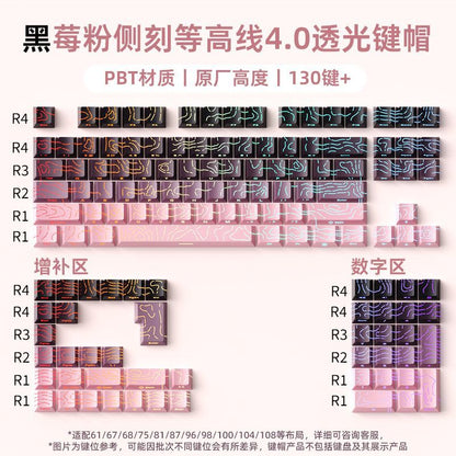 P contour line 4.0 side engraved light transmission keycap suitable for 60-108 key PBT injection molding character line light transmission