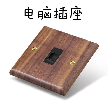 P  Black walnut brass lever power socket panel