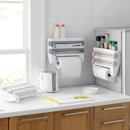 A with cutter, plastic wrap storage rack, refrigerator hanging barbecue plastic wrap rack, kitchen rack with cutting