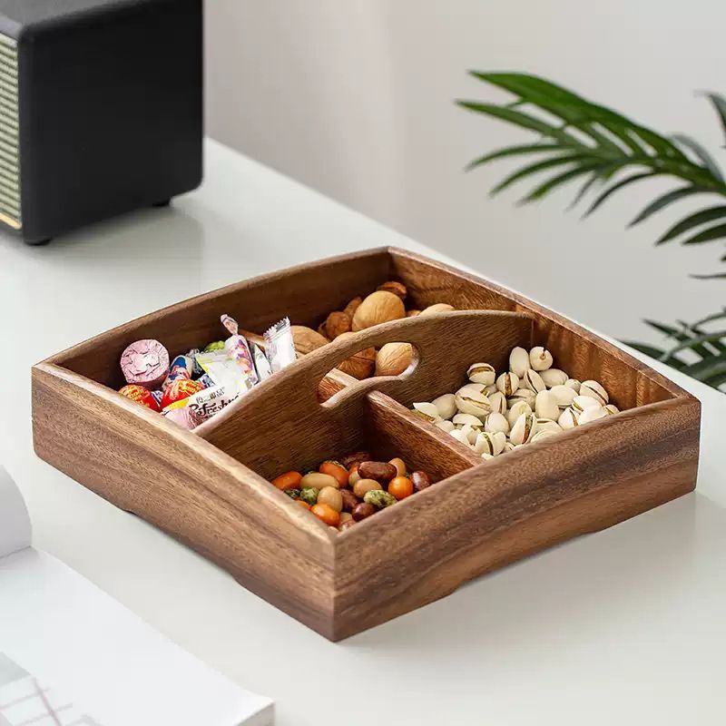 P Walnut Solid Wood Grid Dried Fruit Box
