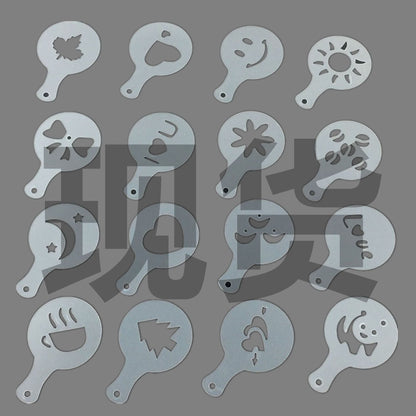 A Coffee Latte Die, Printed Model Fancy Thickened Coffee Milk Foam Spray 16-piece Set 31g