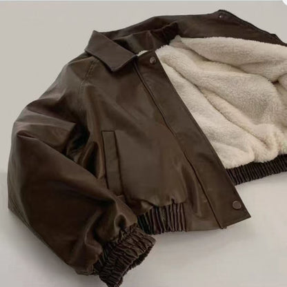 P Leather jacket with fleece jacket