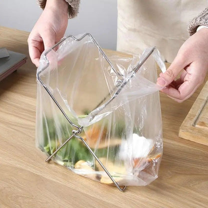 Stainless steel kitchen garbage rack, garbage bag rack, cloth rack, foldable storage rack, plastic bag rack, garbage bin bracket - Mixbatch