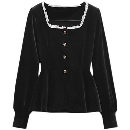 P Velvet Long Sleeve Top