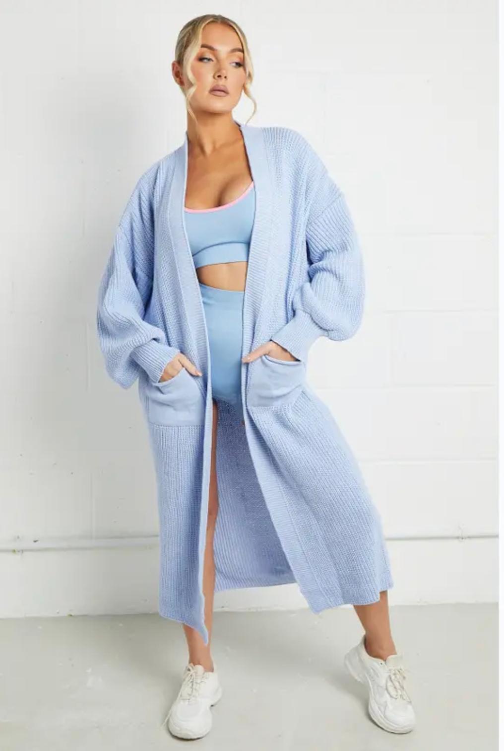 A long knit jacket