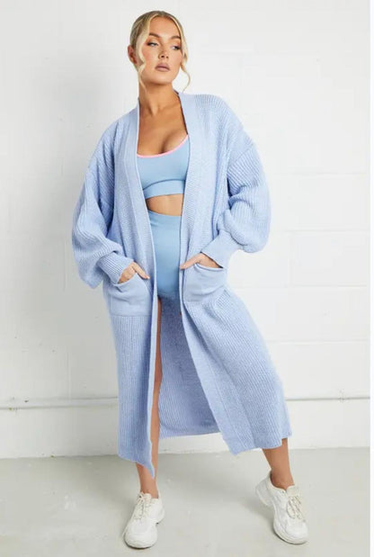 A long knit jacket