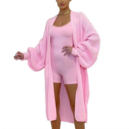 A long knit jacket