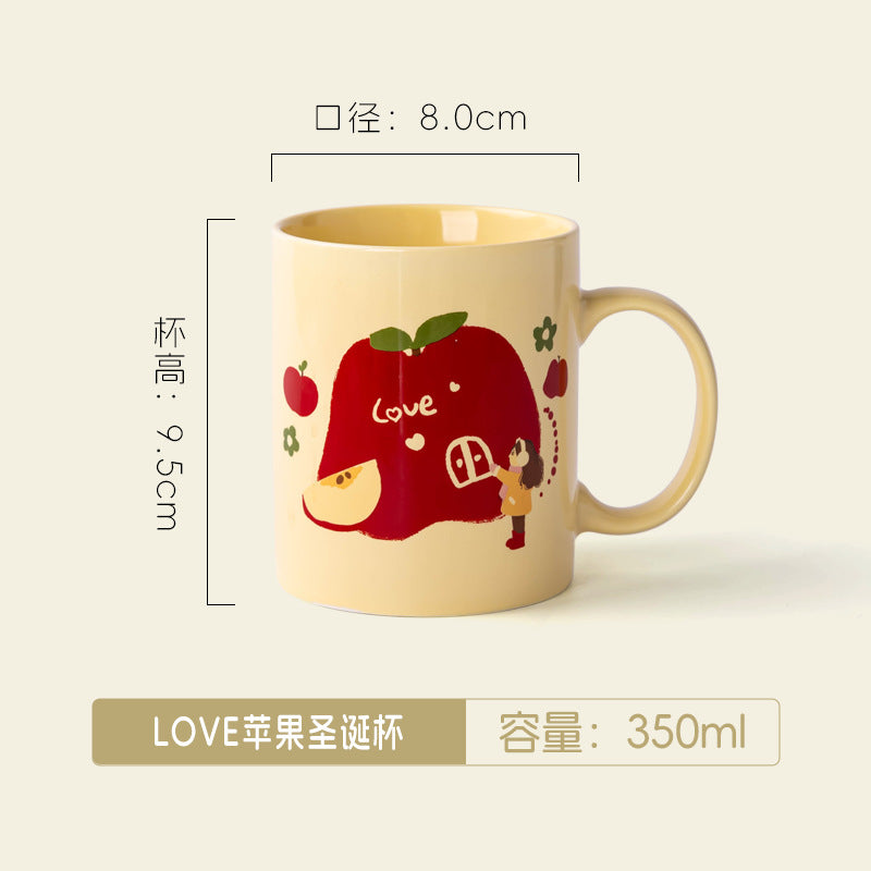 A Christmas mug creative cute cartoon ceramic cup girls coffee cup teacup holiday gift cup