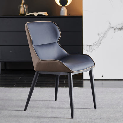 A wrought iron leather chair seat