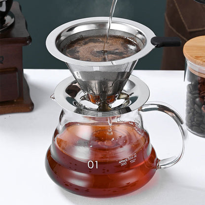 A Stainless steel coffee filter coffee filter filter cup hand brewing coffee utensils set filter paper drip filter cup