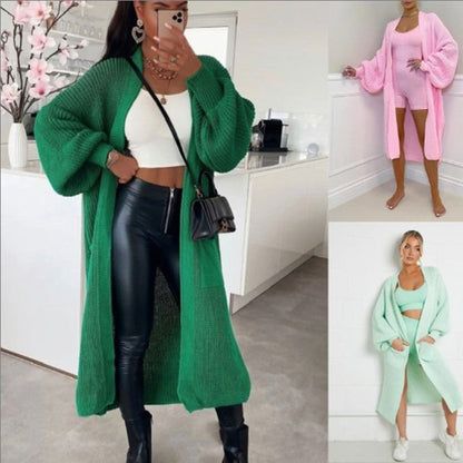 A long knit jacket