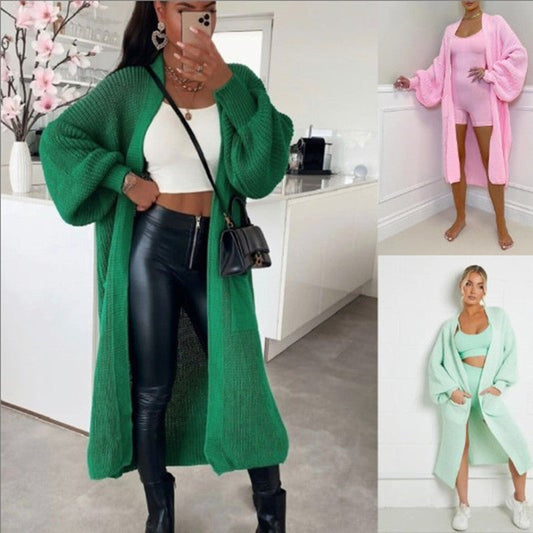 A long knit jacket