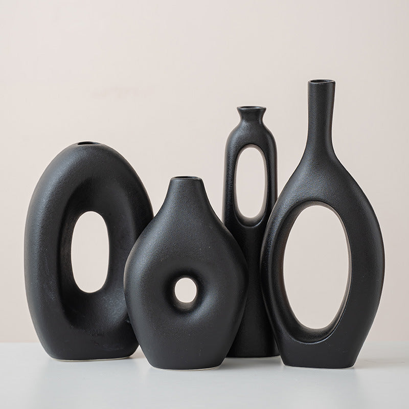 A Creative Nordic Art Ceramic Vase Ornament Living Room TV Cabinet Wine Cabinet Flower Arrangement Ornament Model Room Flower Ware