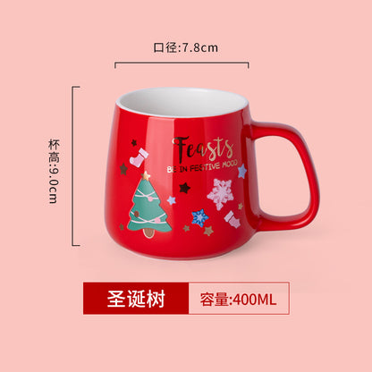 A Christmas mug creative cute cartoon ceramic cup girls coffee cup teacup holiday gift cup