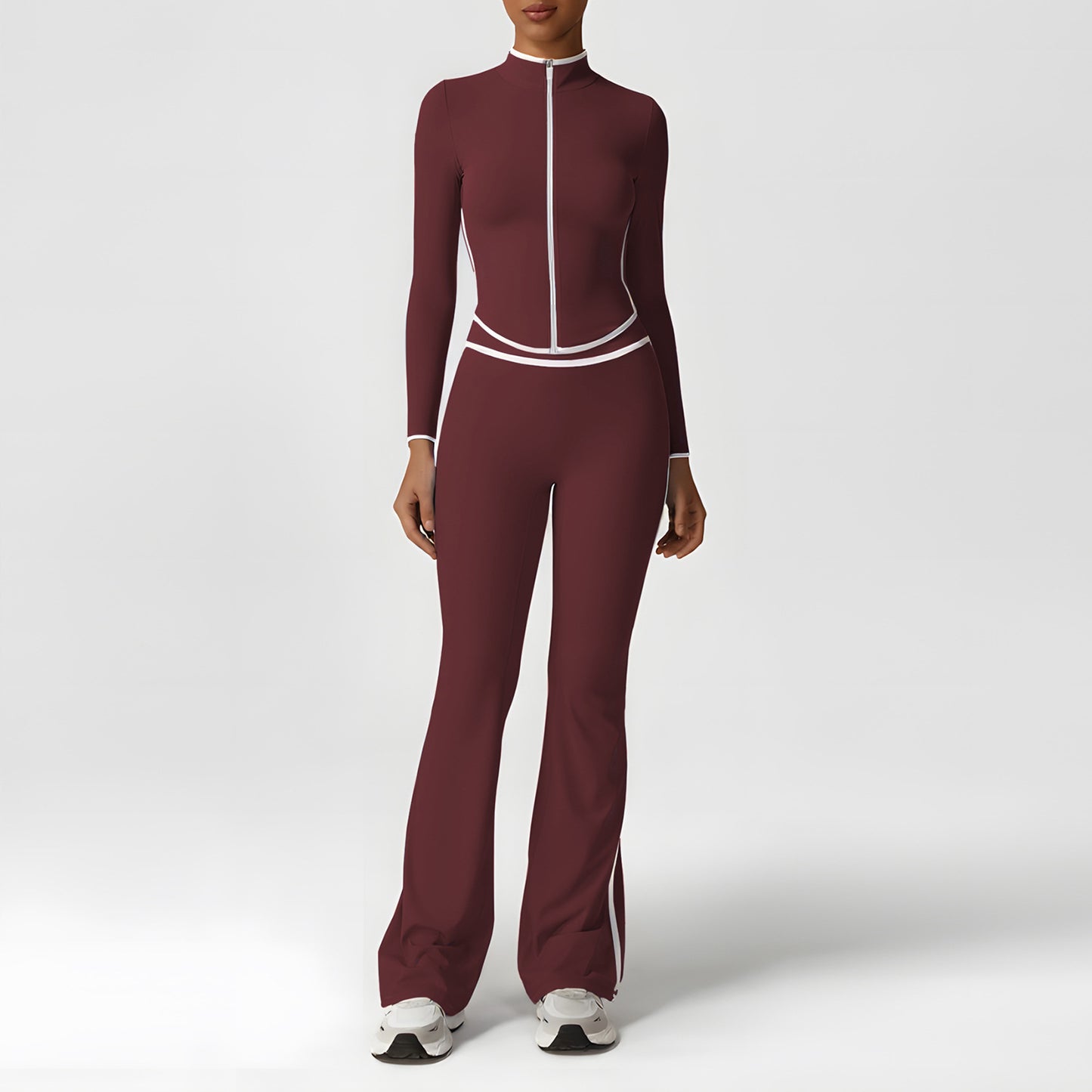 A sports suit women's contrasting colors, beautiful back, tight body, nude yoga suit, running fitness yoga suit