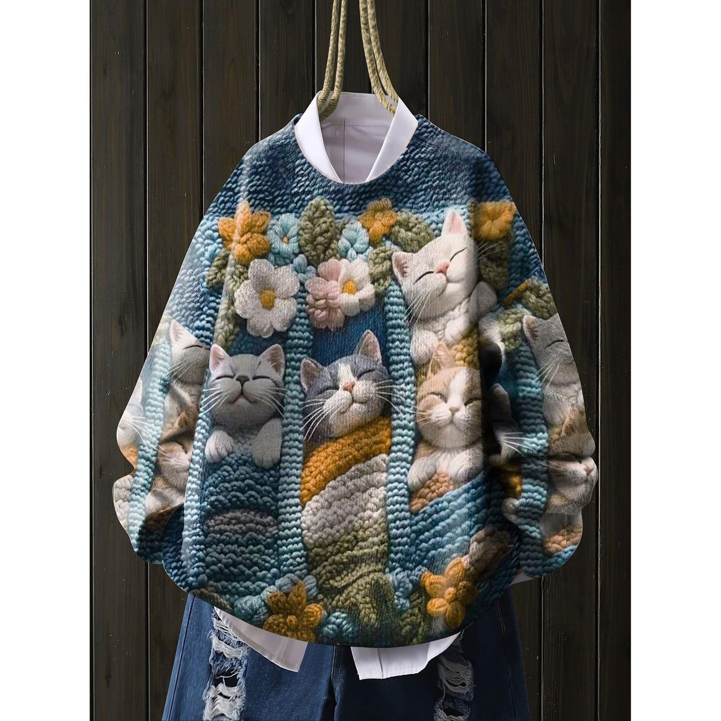 A printed sweater