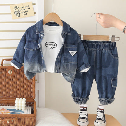A children's denim three-piece set