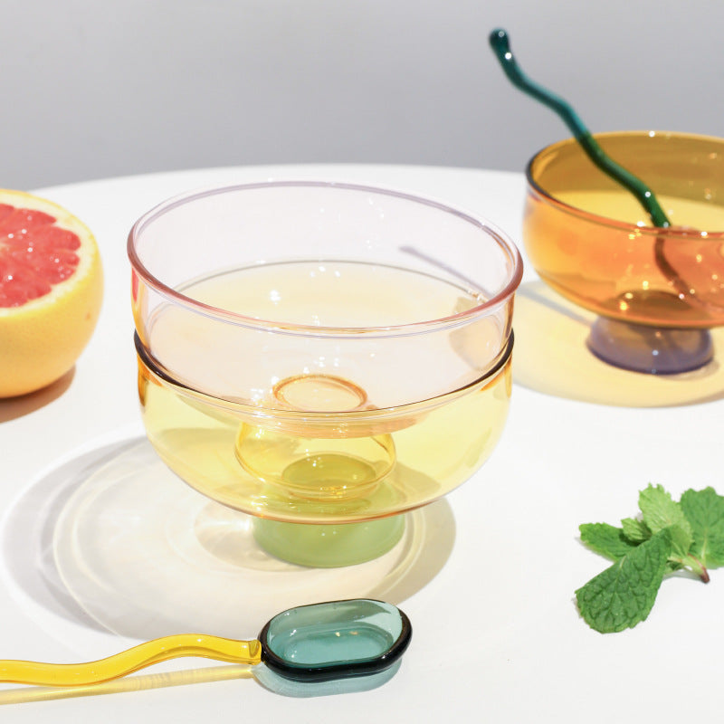 A glass bowl fruit salad bowl set