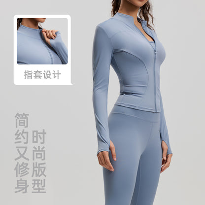 A Yoga Clothing Women's Fitness Running High Elasticity Sports Jacket Tights Hip Pants Fitness Clothing Set