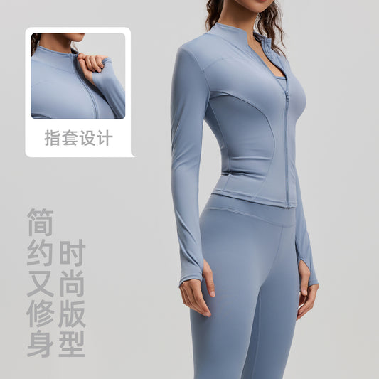 A Yoga Clothing Women's Fitness Running High Elasticity Sports Jacket Tights Hip Pants Fitness Clothing Set