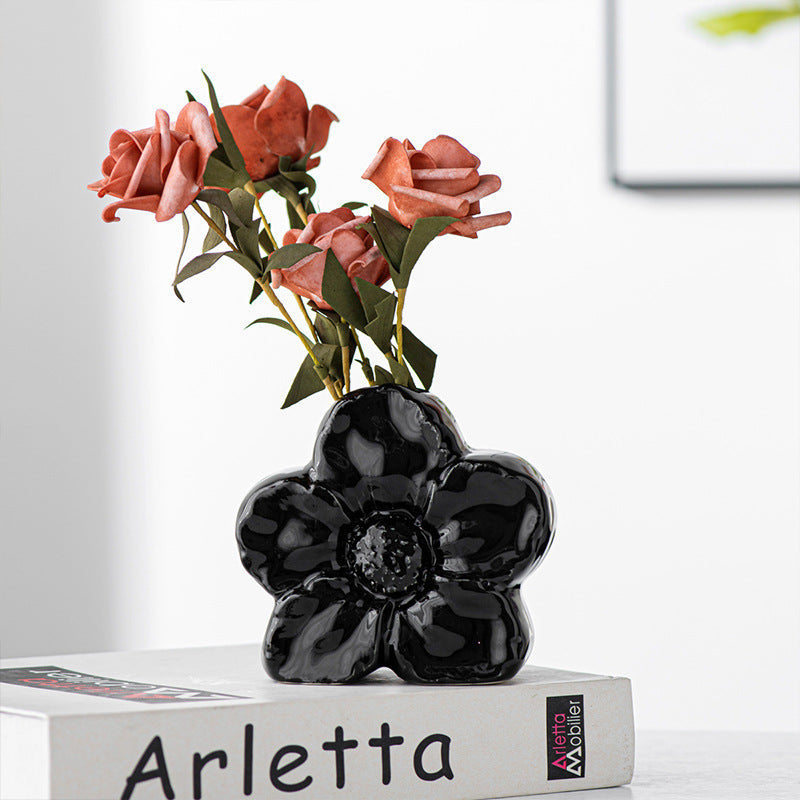 A flower ceramic vase ornament