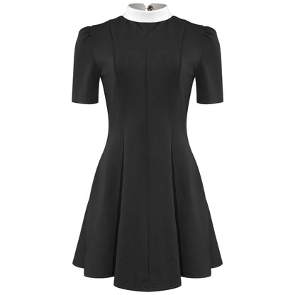D115DS European and American cross-border 2025 Korean contrasting colors lady temperament design sense Polo collar dress slim and thin - Mixbatch