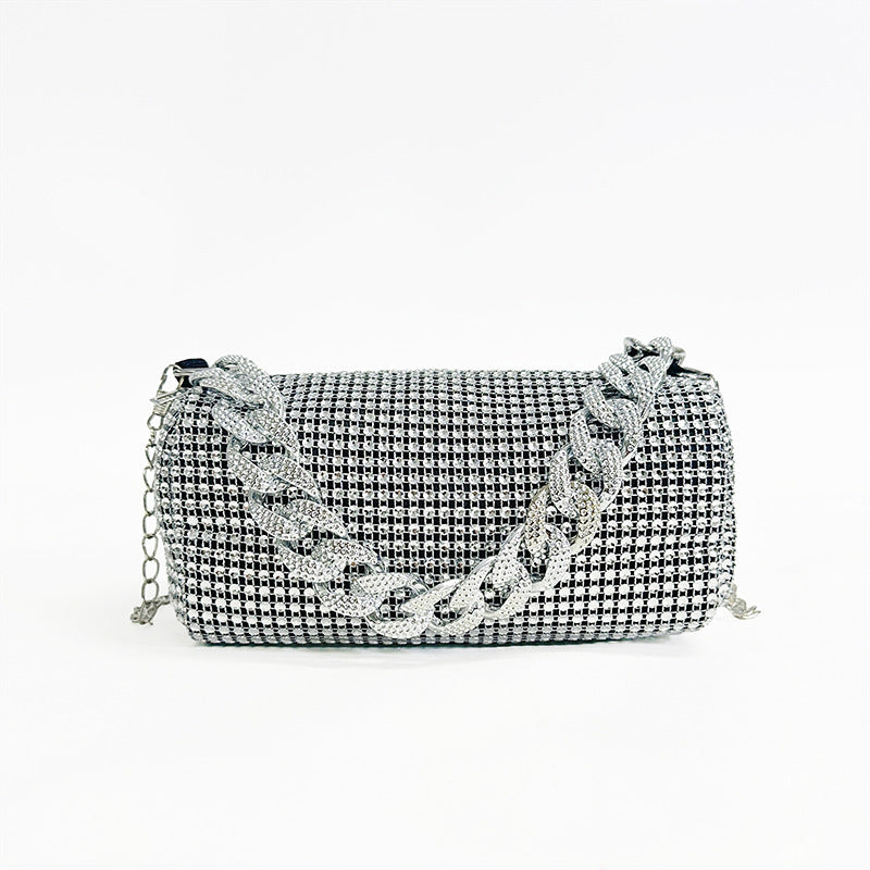 A mesh drill chain bag women's new spring personalized foreign style explosion single shoulder niche dinner bag women