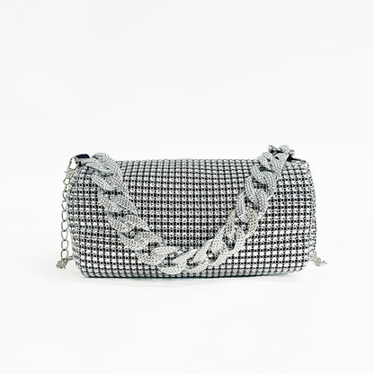 A mesh drill chain bag women's new spring personalized foreign style explosion single shoulder niche dinner bag women