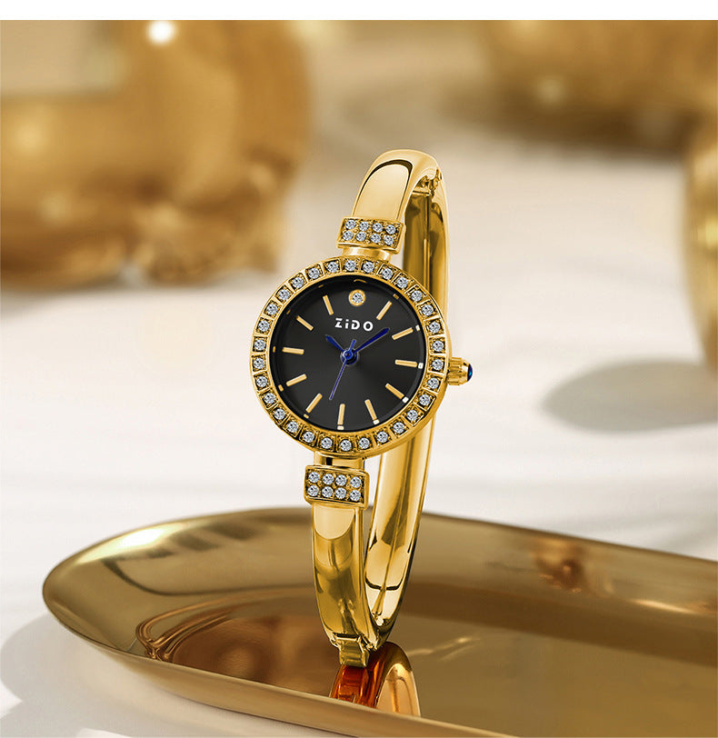 A light luxury diamond-encrusted women's watch, exquisite and compact, quartz watch