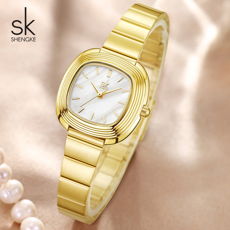 A women's watch light luxury niche square watch stainless steel with quartz