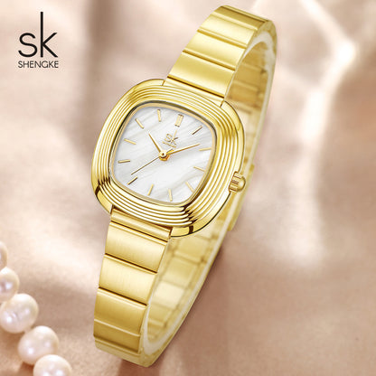 A women's watch light luxury niche square watch stainless steel with quartz