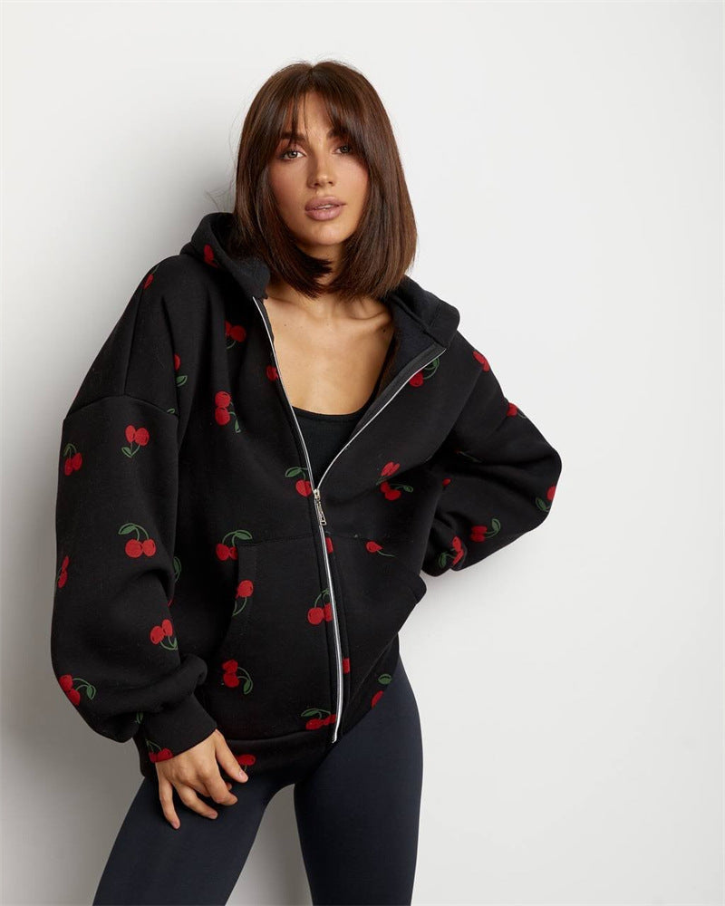 A printed sweater jacket