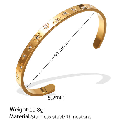 A cross-border European and American exaggerated personality versatile titanium steel inlaid zircon marine series stainless steel advanced sense opening bracelet