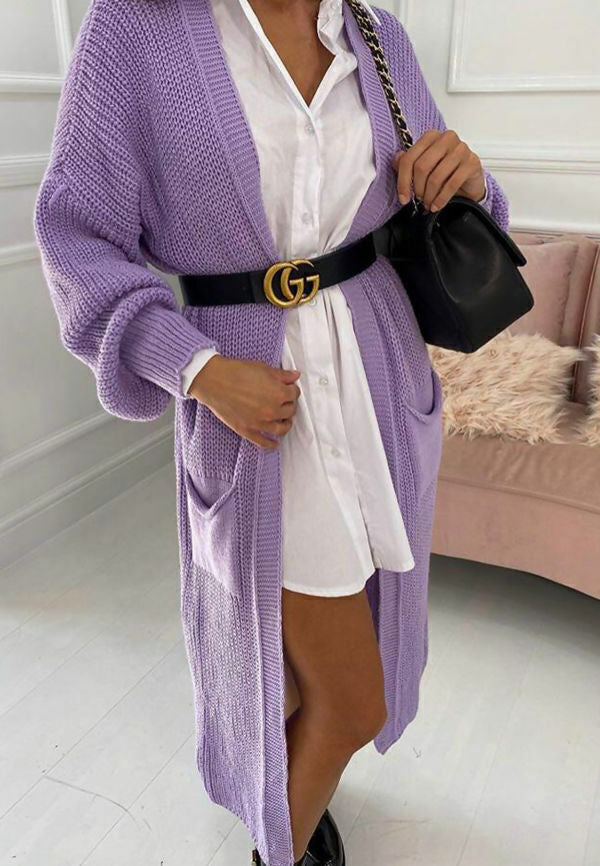 A long knit jacket