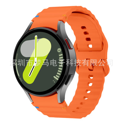 A Suitable for Samsung watch7/FE original wave stitching color buckle silicone strap universal watch654 strap